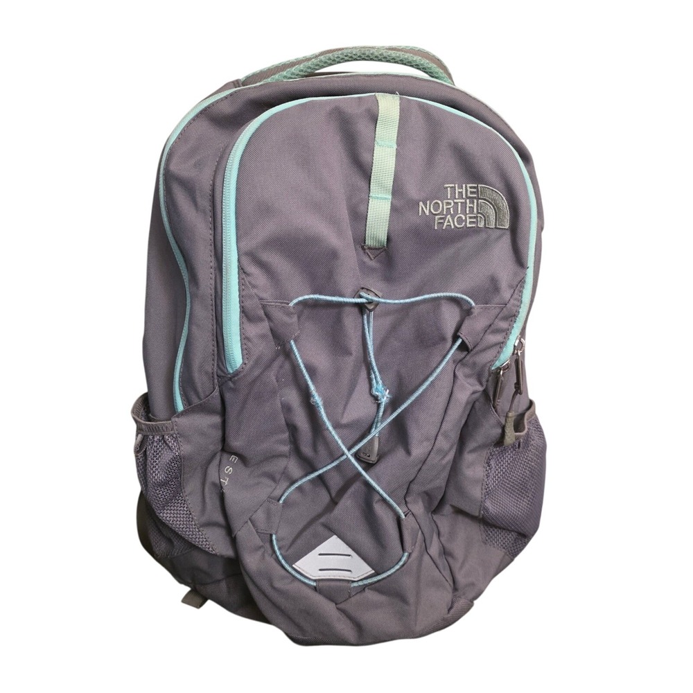 The North Face Jester Backpack Gray Mint Green School Travel Book Bag‎